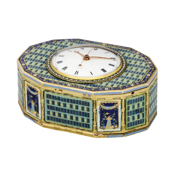 Magnificent Swiss gold and enamel musical snuff box Circa 1785