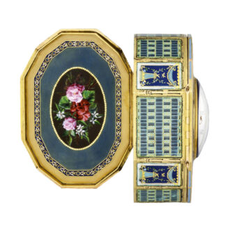 Magnificent Swiss gold and enamel musical snuff-box Circa 1785