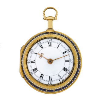 English gold enamel pair cased repeating watch Circa 1736