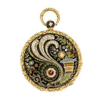 Swiss 18K gold florally decorated pocket watch Circa 1830