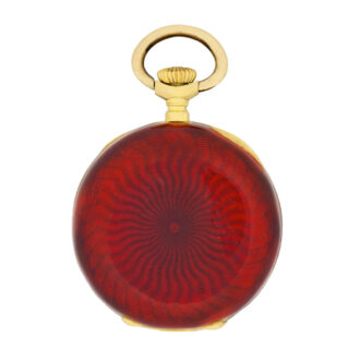 Swiss 18K gold and red enamel lady's pendant watch Circa 1900