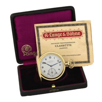 German 14K yellow gold pocket watch with two-tone dial Circa 1930