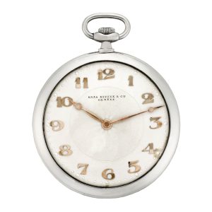 Elegant Swiss keyless wind platinum dress watch Circa 1920