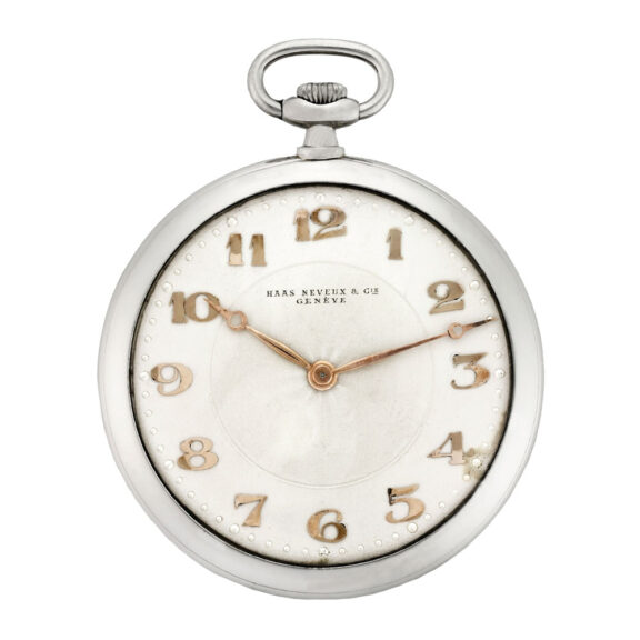 Elegant Swiss keyless wind platinum dress watch Circa 1920