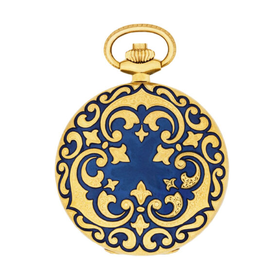 Swiss 18K gold and enamel lady's pendant watch Circa 1983