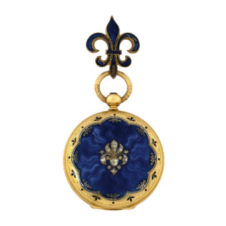 Swiss gold and diamond watch with fleur-de-lis brooch Circa 1850