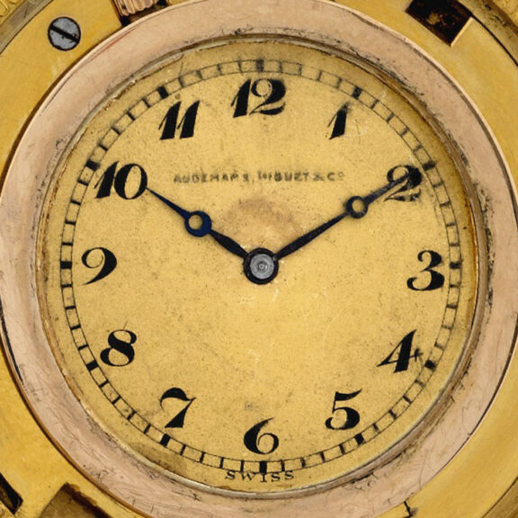 Swiss gold watch set into 100 franc gold coin dated 1869 Circa 1960 Swiss gold watch set into 100 franc gold coin dated 1869 Circa 1960