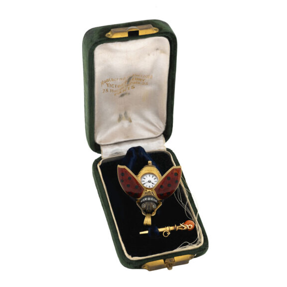 Fine French 18 carat gold scarab form pendant watch Circa 1870