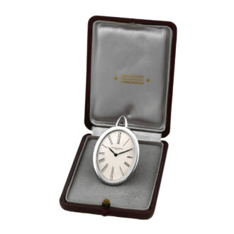 Swiss 18K white gold oval-shaped pocket watch Circa 1970