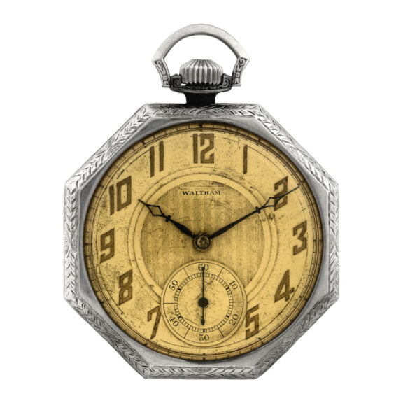 American 14K white gold octagonal pocket watch Circa 1930