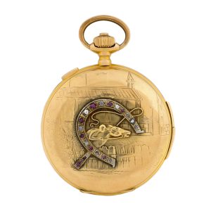 Swiss 18K yellow gold quarter repeater with chronograph Circa 1910