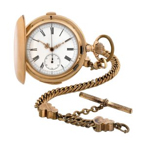 Swiss 14K yellow gold quarter repeater with chronograph Circa 1900