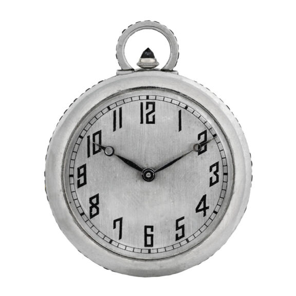 Thin Swiss platinum and sapphire Art Deco dress watch Circa 1925