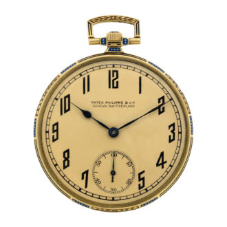 Swiss 18K yellow gold and enamel dress pocket watch Circa 1928