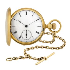 Swiss 18K yellow gold keyless hunting cased pocket watch Circa 1870