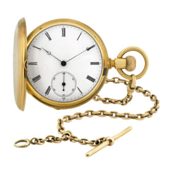 Swiss 18K yellow gold keyless hunting cased pocket watch Circa 1870