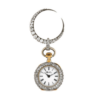 Magnificent American full diamond brooch watch Circa 1890