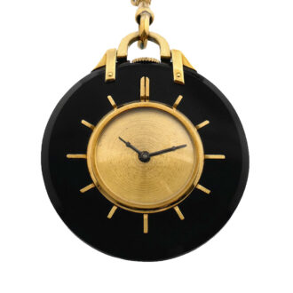 Swiss 18K yellow gold and onyx lever pocket watch Circa 1940