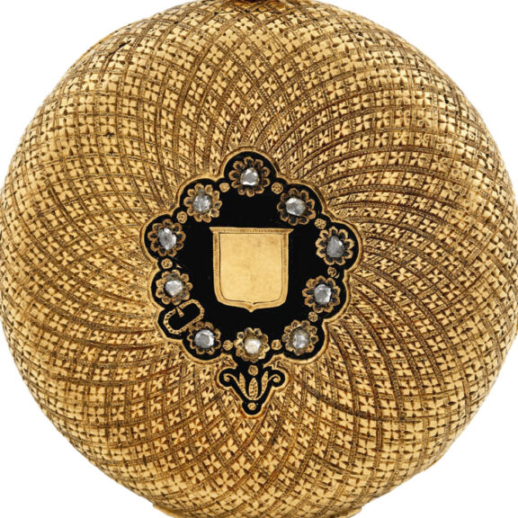 Swiss gold, enamel and diamond lady's pendant watch Circa 1860 Swiss gold, enamel and diamond lady's pendant watch Circa 1860
