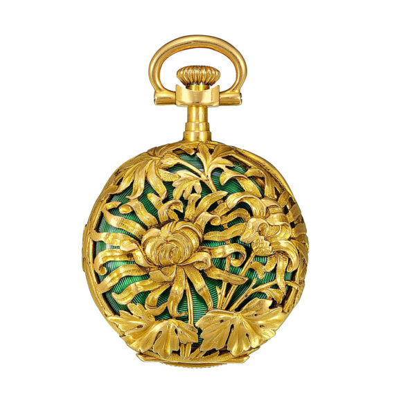 Swiss 18K yellow gold and enamel pendant watch Circa 1899