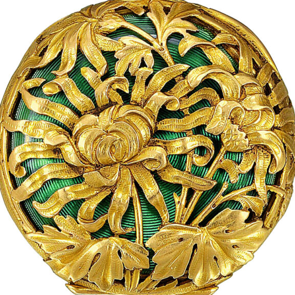 Swiss 18K yellow gold and enamel pendant watch Circa 1899 Swiss 18K yellow gold and enamel pendant watch Circa 1899