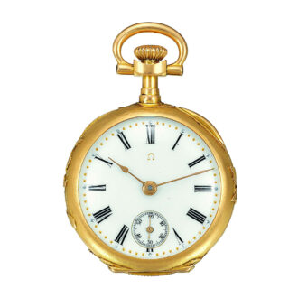 Swiss 18K yellow gold and enamel pendant watch Circa 1899