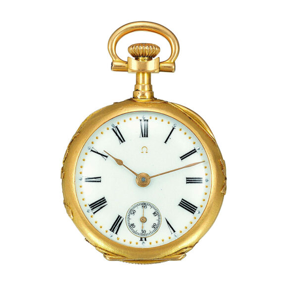 Swiss 18K yellow gold and enamel pendant watch Circa 1899 Swiss 18K yellow gold and enamel pendant watch Circa 1899
