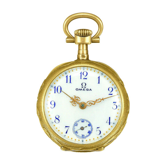 Swiss gold pendant watch with repoussé decoration Circa 1900 Swiss gold pendant watch with repoussé decoration Circa 1900