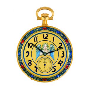 Unique Swiss 18K gold and enamel exhibition dress watch Circa 1914