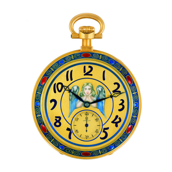 Unique Swiss 18K gold and enamel exhibition dress watch Circa 1914