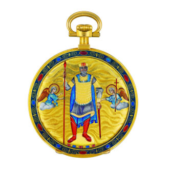 Unique Swiss 18K gold and enamel exhibition dress watch Circa 1914