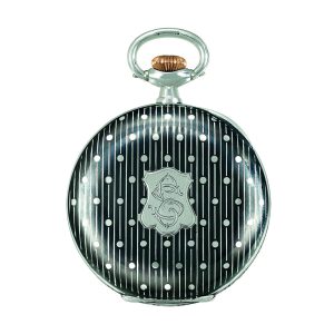 Swiss silver and niëllo dress watch with 24-hour dial Circa 1920