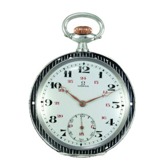 Swiss silver and niëllo dress watch with 24-hour dial Circa 1920
