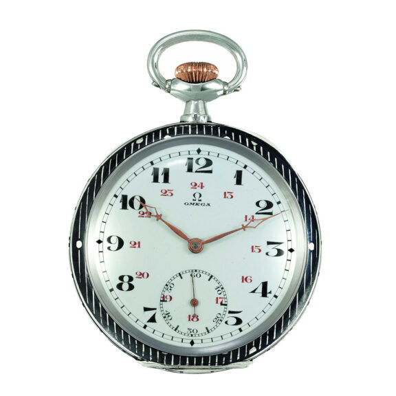Swiss silver and niëllo dress watch with 24-hour dial Circa 1920 Swiss silver and niëllo dress watch with 24-hour dial Circa 1920