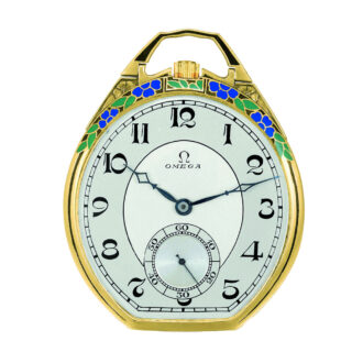 Swiss gold and enamel stirrup-shaped smoking watch Circa 1928