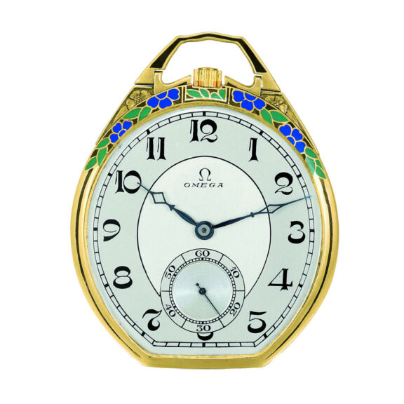 Swiss gold and enamel stirrup-shaped smoking watch Circa 1928 Swiss gold and enamel stirrup-shaped smoking watch Circa 1928