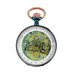 Swiss gunmetal pocket chronograph with tachometer Circa 1906