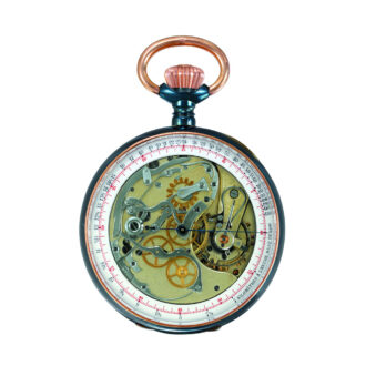 Swiss gunmetal pocket chronograph with tachometer Circa 1906