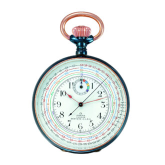 Swiss gunmetal pocket chronograph with tachometer Circa 1906