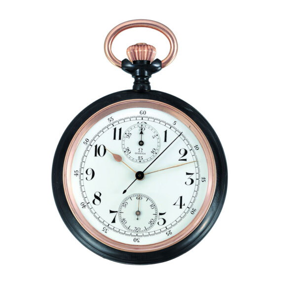 Swiss gunmetal and pink gold chronograph watch Circa 1910 Swiss gunmetal and pink gold chronograph watch Circa 1910