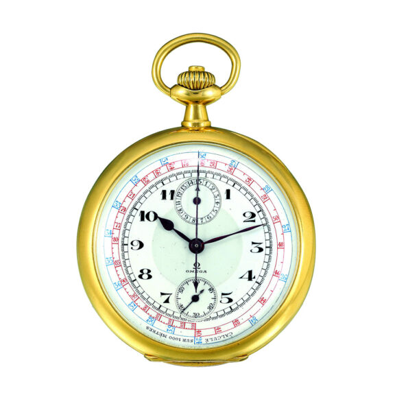 Swiss 18K yellow gold chronograph with tachometer Circa 1907 Swiss 18K yellow gold chronograph with tachometer Circa 1907