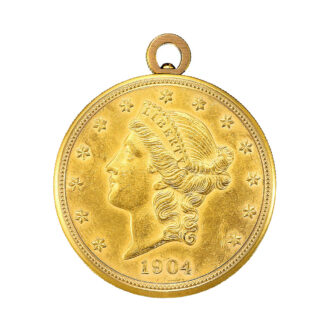 Fine Swiss 22K gold US twenty dollar coin watch Circa 1965