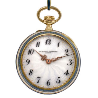 Swiss 18K gold and enamel lady's pendant watch Circa 1915