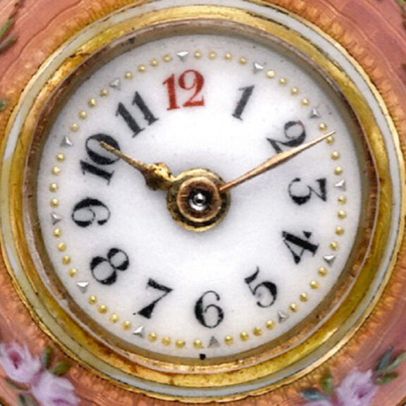 Swiss 18K yellow and white gold ball watch with chain Circa 1900 Swiss 18K yellow and white gold ball watch with chain Circa 1900