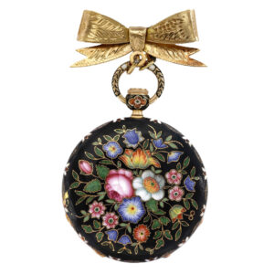 Swiss gold and enamel repeating pendant watch Circa 1850