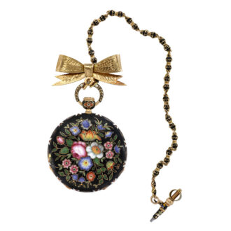 Swiss gold and enamel repeating pendant watch Circa 1850