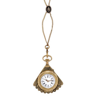 Fine Swiss 14k gold and enamel watch in the form of a fan Circa 1890