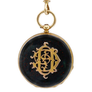 Unusual Swiss 18K gold and bloodstone pendant watch Circa 1880