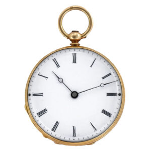 Swiss 18K gold keyless cylinder pendant watch Circa 1885