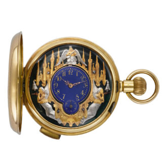 Swiss 18K gold minute repeating automaton watch Circa 1900